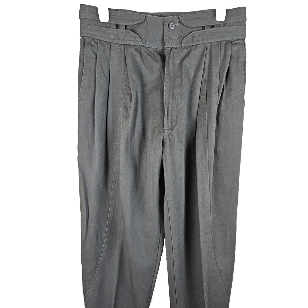 Vtg 90's Bugle Boy Pant 30x33 Gray pleated Parachute Super Baggy Tapered